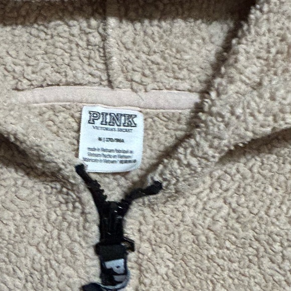 Pink Victoria's Secret Hoodie 1/4 Zip SoftCozy Cream Hooded Sweater Size Medium - Picture 3 of 3